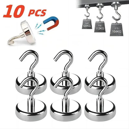 10PCS Strong Magnet Hooks – Multi-Purpose Storage for Home, Kitchen, Bar & Bathroom